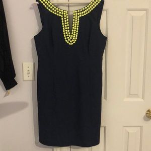 Navy blue yellow sequins dress